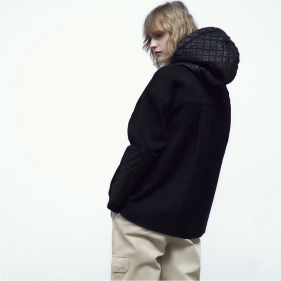 Women Zara Combination Quilted Hoodie Size Small - Picture 5 of 6